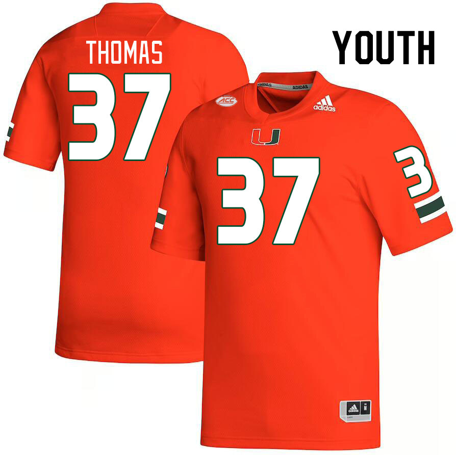 Youth #37 Isaiah Thomas Miami Hurricanes College Football Jerseys Stitched-Orange